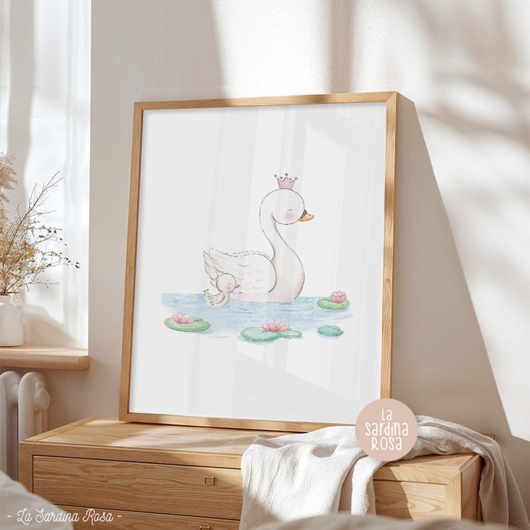 Swan Print, Girl Nursery Wall Art, Baby Girl Room Decor, Princess ...