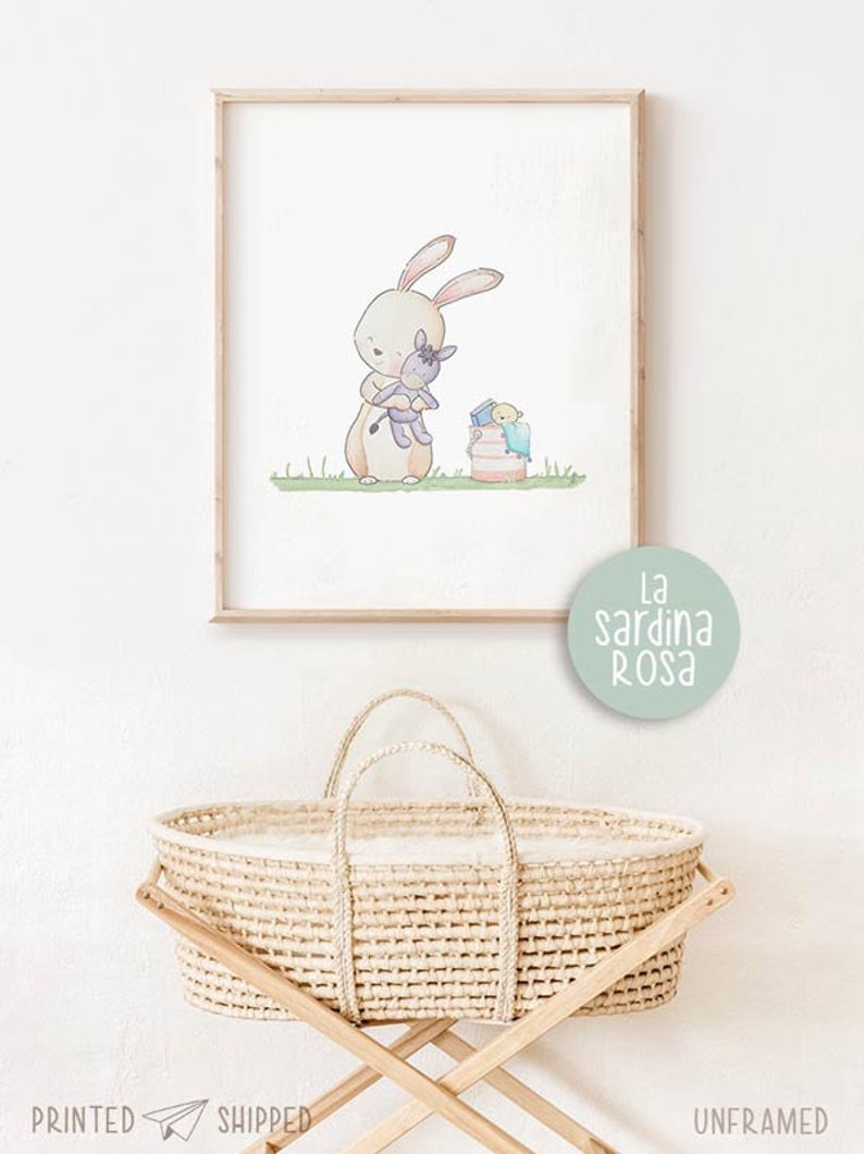 Bunny Nursery Wall Art, Woodland Baby Animals Prints, Kid Room Wall Art ...