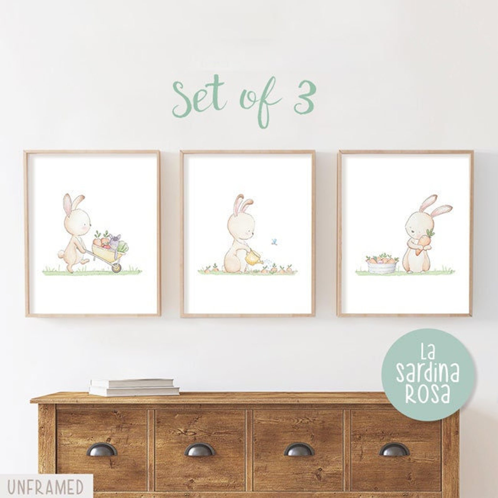 Bunny Nursery Prints, Baby Animals Decor, Farm Nursery Wall Art ...