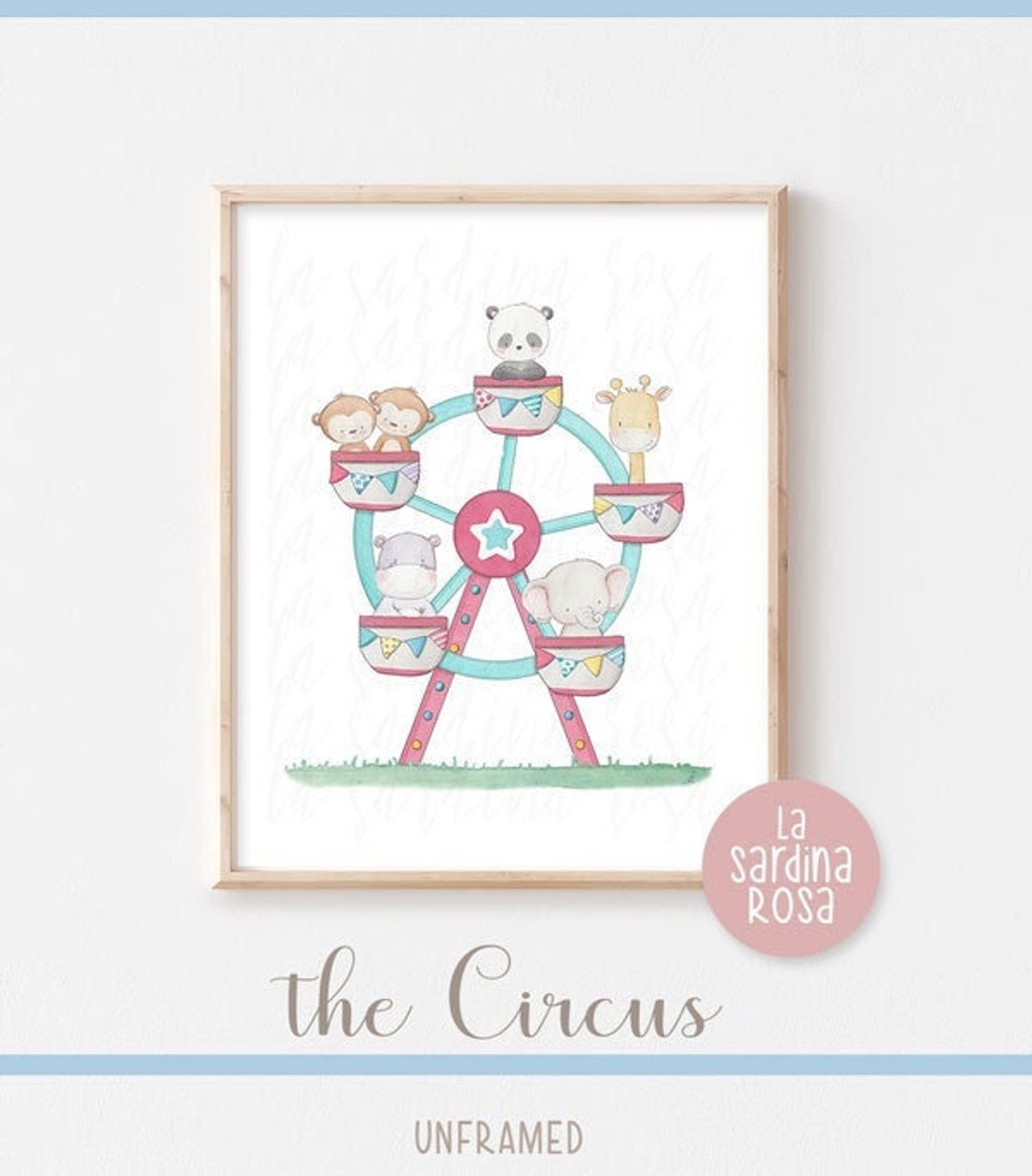 Circus Nursery Art Print Kids Room Decor Circus Animal Wall - Etsy