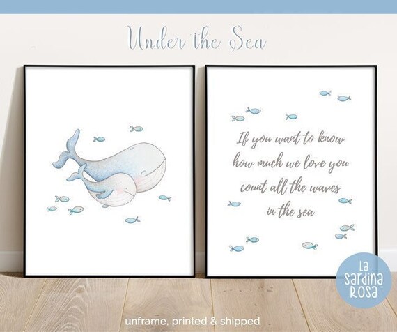 Lot 2 Affiches Baleine Et Citation Deco Chambre Bebe Cadeau Etsy France