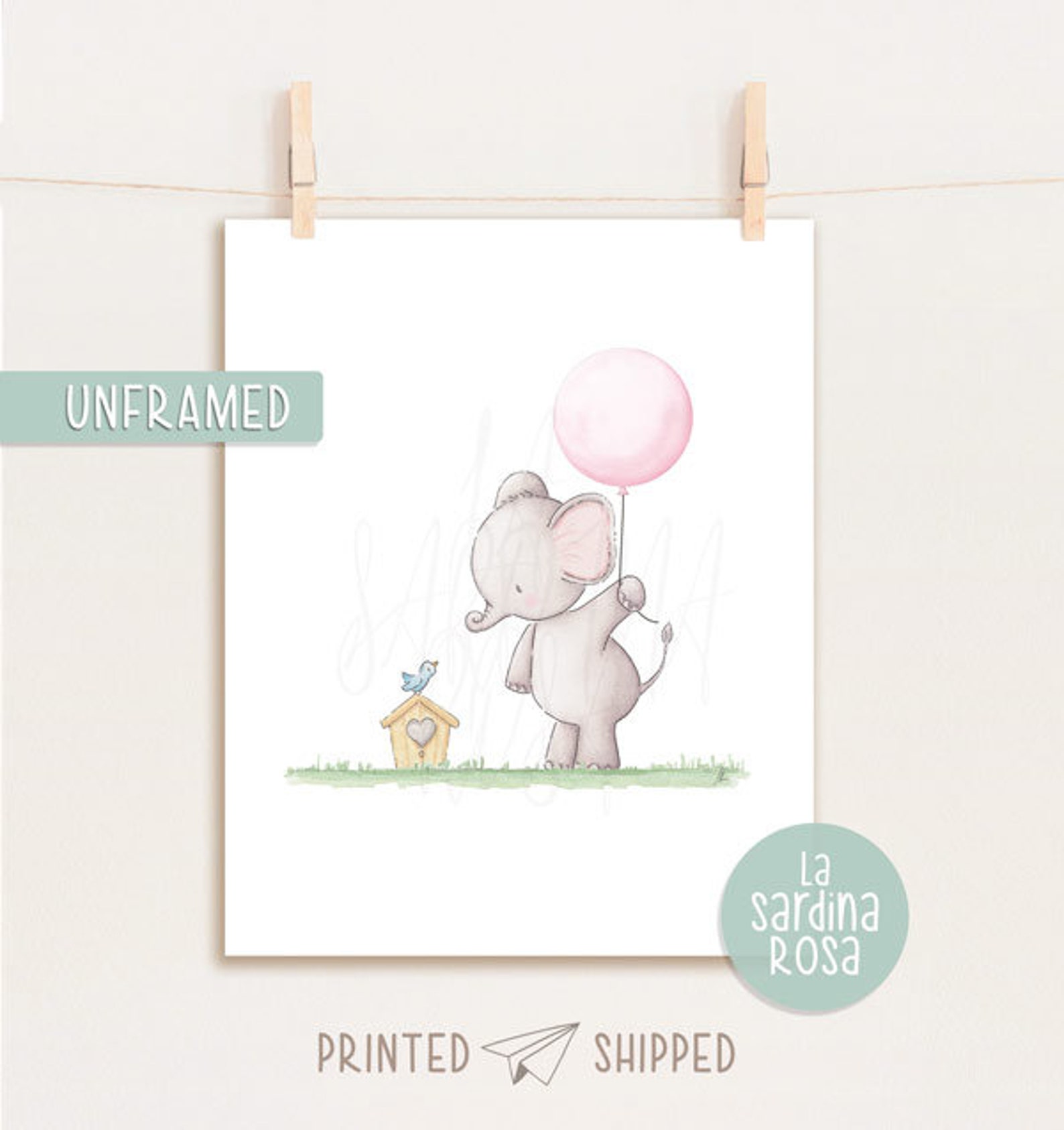 Girl Nursery Art Baby Elephant Nursery Decor Baby Girl Room Etsy