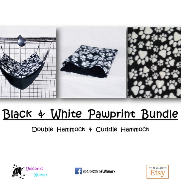 2 Pc. Bedding Bundle ~ Black & White Pawprint~ Machine Washable