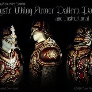 Leather Viking Armor Pattern Pack and Instructional Set. Includes all Leathercrafting construction and tooling patterns.