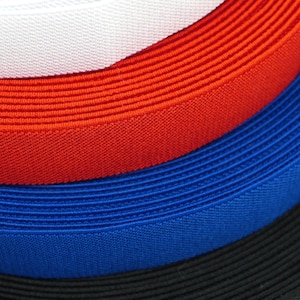 Elastic Sweatband for Caps, Black, White, Red, or Blue.