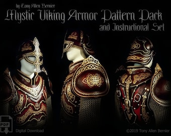 Leather Viking Armor Pattern Pack and Instructional Set. Includes all Leathercrafting construction and tooling patterns.