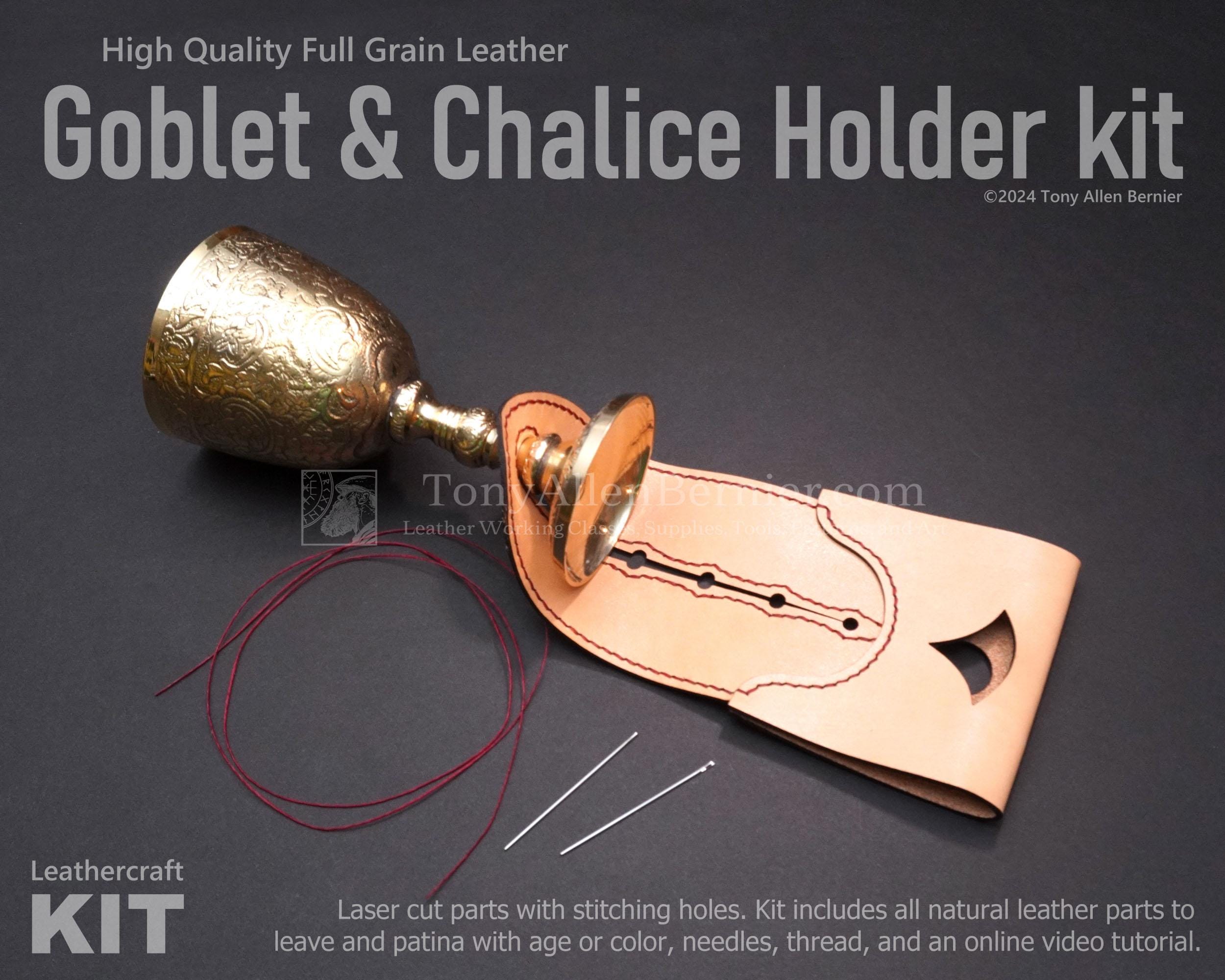 Leather Chalice & Goblet Holder KIT. DIY Leather Craft KIT with Everything You Need.