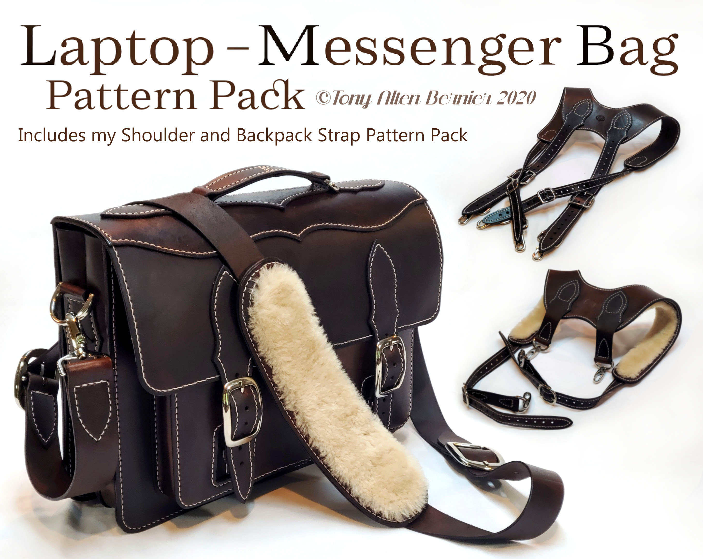 Laptop messenger Bag Leather Pattern Pack Includes My Shoulder