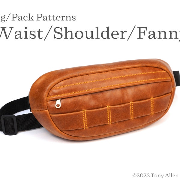 Thin Leather Sling Bag Pattern, or Waist Bag Pattern.