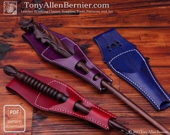 Leather Wand holder patterns. Leather patterns for Wand holsters that attach to your belt.