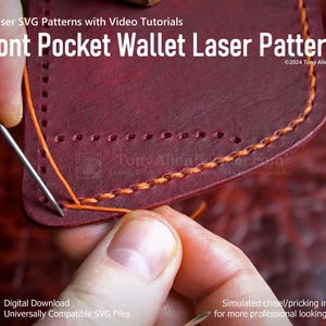 Leder Fronttasche Brieftasche SVG-Muster. Minimalistischer Stil mit 3 Designs. Laser Leathercraft Patterns für Front Pocket Wallets .
