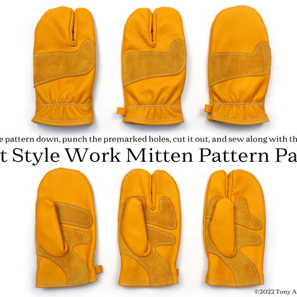 Leather Work Mitten and Hybrid Glove Patterns, Leather working patterns, and sewing patterns.