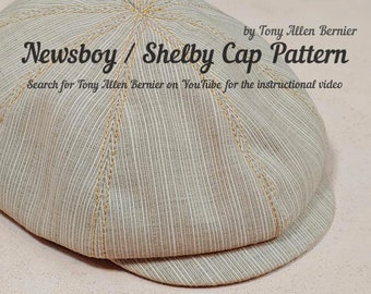 Newsboy Cap / Shelby Cap patroon, en instructievideo op YouTube.