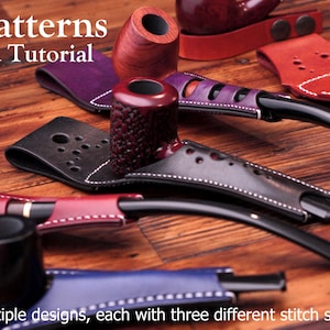 Leather Pipe Holder Patterns. DIY Leathercraft Patterns for Pipe Holsters that attach to your belt.