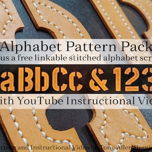 Patrones de artesanía en cuero con alfabeto y números en video tutorial.