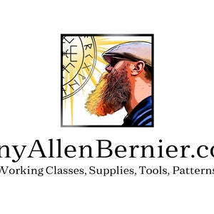 May include: A logo for Tony Allen Bernier, a leather working business. The logo features a bearded man in profile wearing a cap, with a sunburst behind him. The text "Tony Allen Bernier.com" is below the logo, and the text "Leather Working Classes, Supplies, Tools, Patterns, and Art" is below that.
