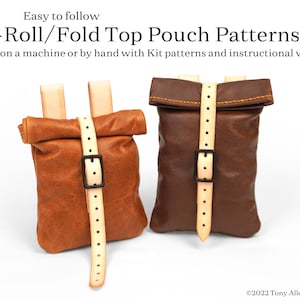 Roll Top Beutel aus Leder / Roll Top Beutel / Renaissance Muster.