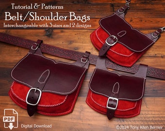 Medieval / Renaissance Belt Bag Digital Pattern, leather pattern