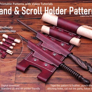 Leather Spell and Wand Holder Patterns. DIY Leather Craft Patterns for a Customizable Wand and Scroll Scabbard.