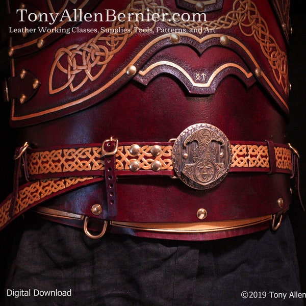 Leather Armor Patterns, Lower Cuirass / Kidney Belt Section Pattern. Expansion for the Viking Armor Instructional Set and Pattern Pack.