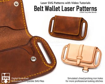 Leather Belt Wallet SVG Patterns. Laser Leathercraft Patterns for Belt Wallets.