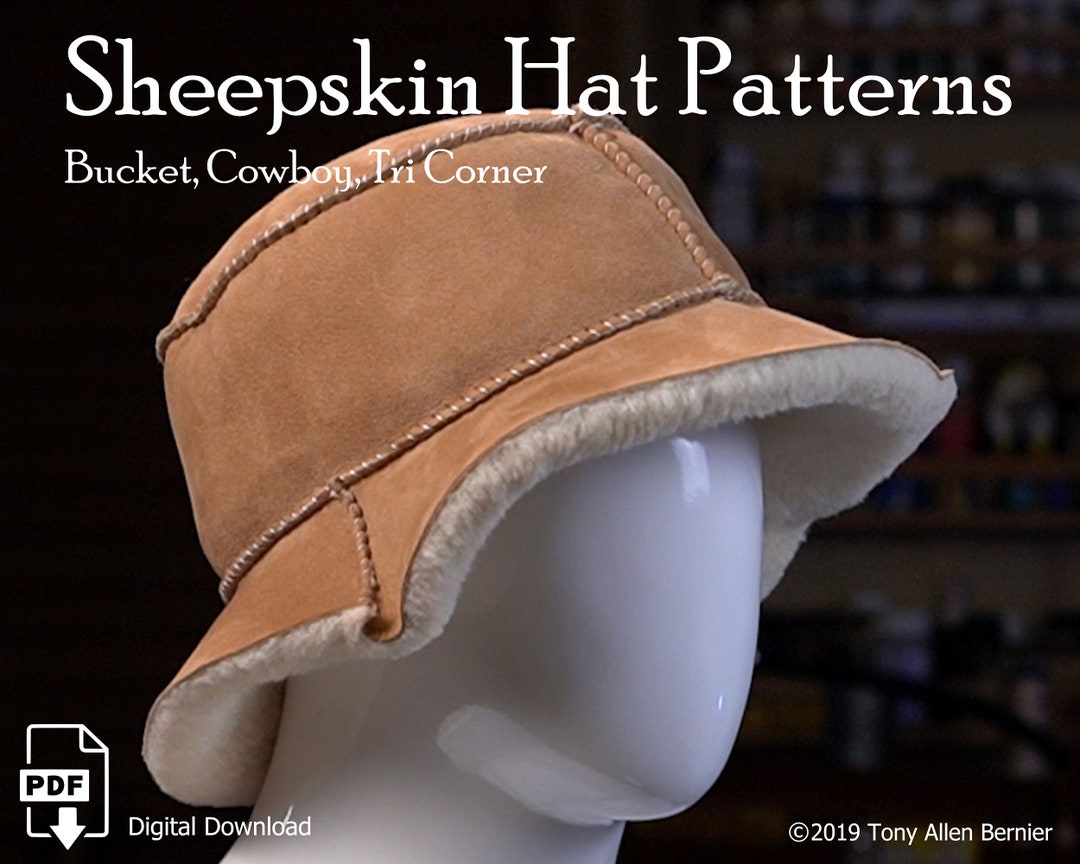 Sheepskin Bucket Hat Pattern, Kit Style Leather Patterns to Make Fur