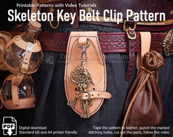 Leather Skeleton Key Ring Belt Clip DIY PDF Leathercraft