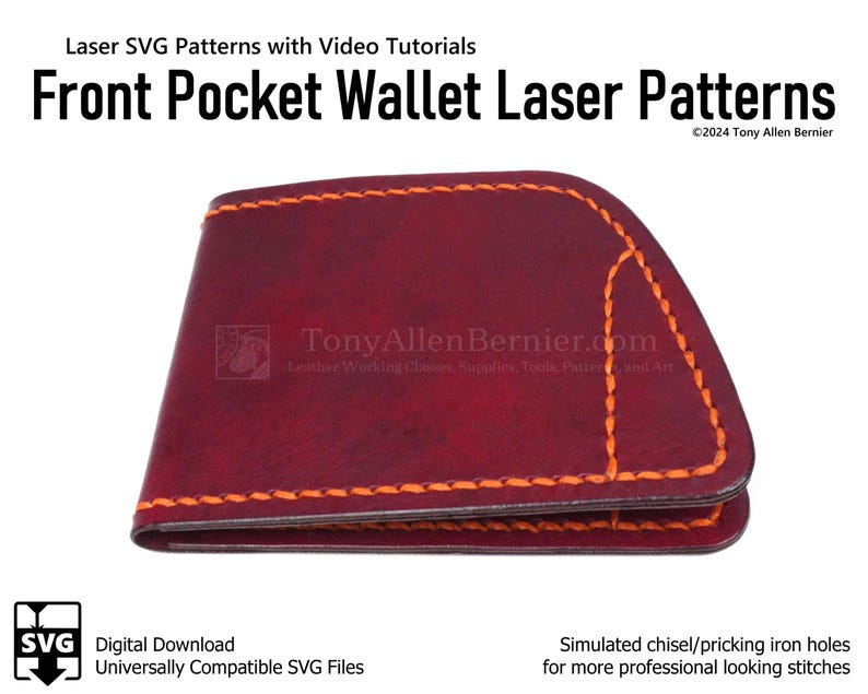 Leather Front Pocket Wallet SVG Patterns. Minimalist Style With 3 ...
