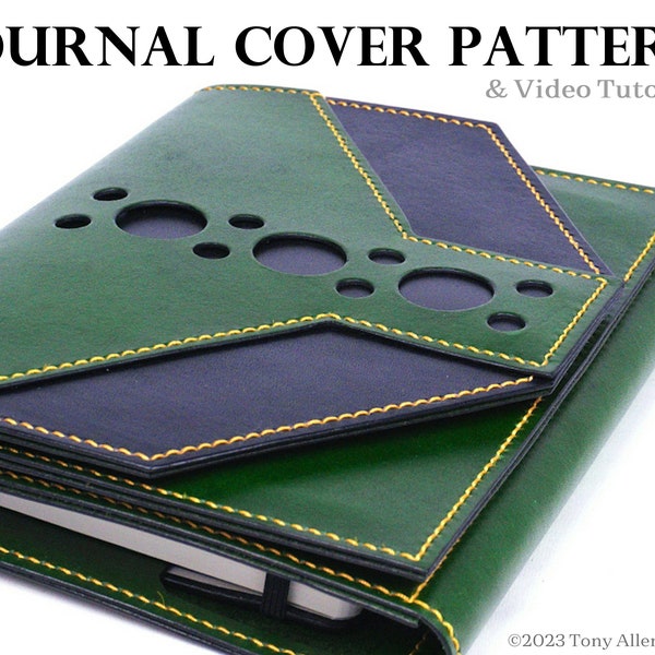 Leather journal cover pattern with a tablet pocket.