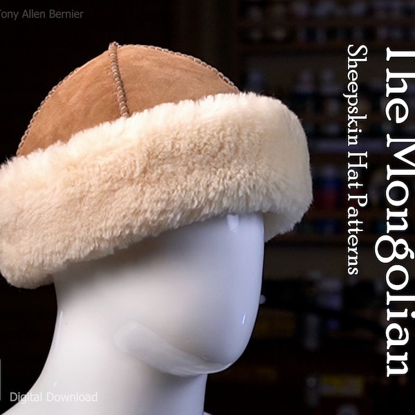 Mongolian Fur Hat Patterns, Kit Style Leathercraft patterns For Sheepskin Hats.