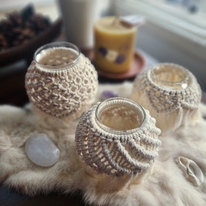 Macrame candle jar
