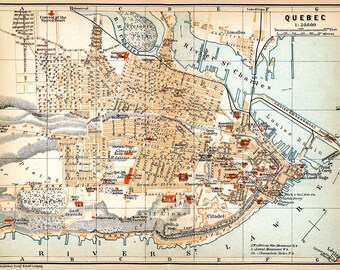 old quebec city map Old Map Of Quebec Etsy old quebec city map
