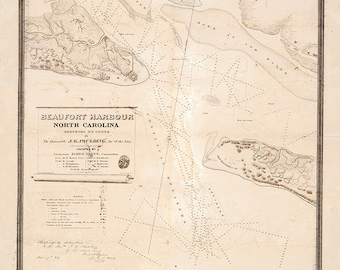 North Carolina 1928 Nautical Chart BEAUFORT HARBOR
