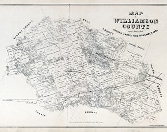 18/" x 24/" 1880 Map of Williamson County