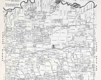 Lamar Texas Etsy - 1870 farm line map of lamar county texas