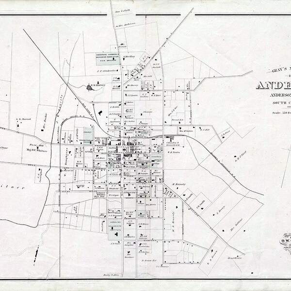 Anderson South Carolina Maps Etsy