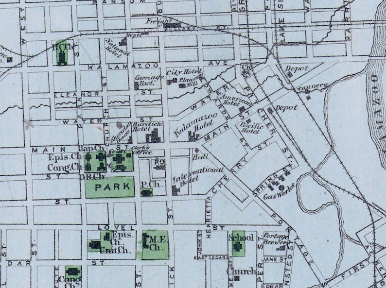1873 Town Map of Kalamazoo Michigan - Etsy