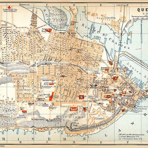 Mapa de 1907 da cidade de Quebec, Canadá