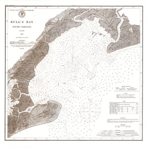 Carta náutica de 1859 de Bulls Bay, Carolina del Sur, Isla Bills