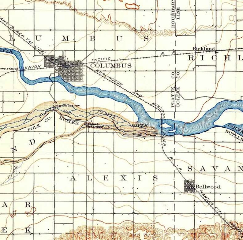 1899 Topo Map of David City Nebraska Columbus Schuyler Etsy