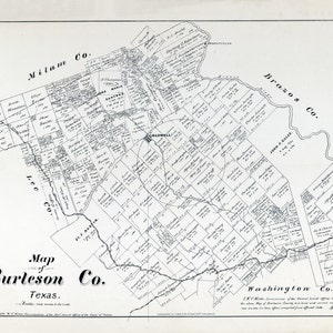 1879 Carte du comté de Burleson au Texas