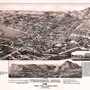 1882 Panoramakarte von Trinidad, Colorado Las Animas County