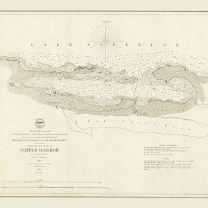 Carta náutica de 1865 del lago Superior de Copper Harbor