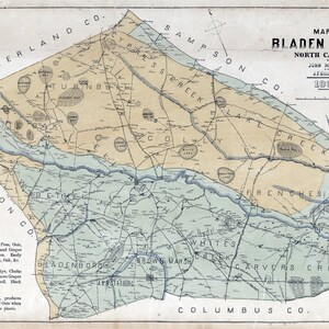 1885 Map of Bladen County North Carolina Etsy