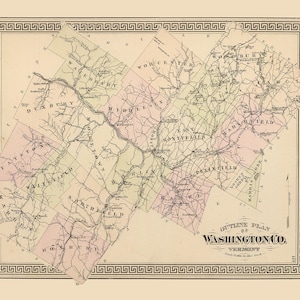 1876-Karte von Washington County, Vermont