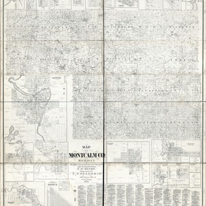 1875 Farm Line Map of Montcalm County Michigan Greenville Research Map