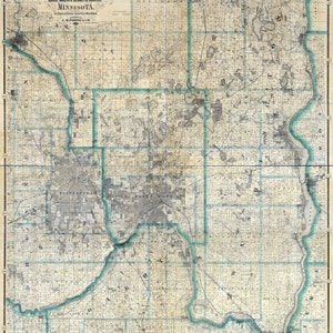 1887 Farm Line Karte von Ramsey und Washington County, Minnesota St Paul Stillwater