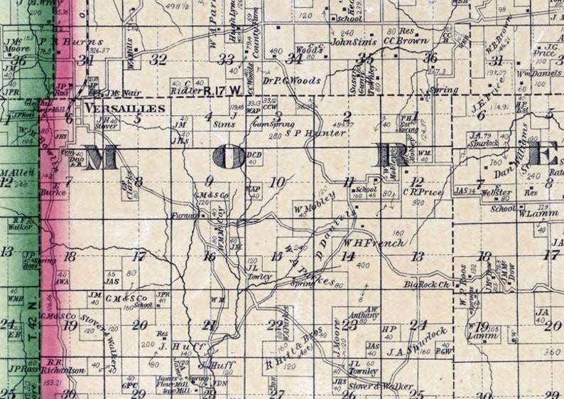 1880 Farm Line Map of County Missouri Versailles Etsy