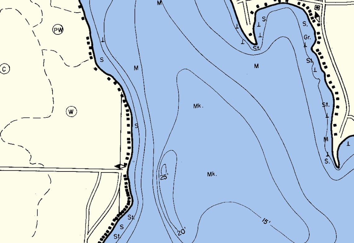 1965 Map of Clark Lake Door County Wisconsin Etsy