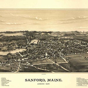 1889 Panoramakarte von Sanford Maine